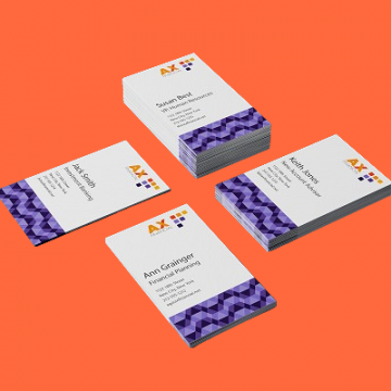 AX Fin Business Cards – Orange Background