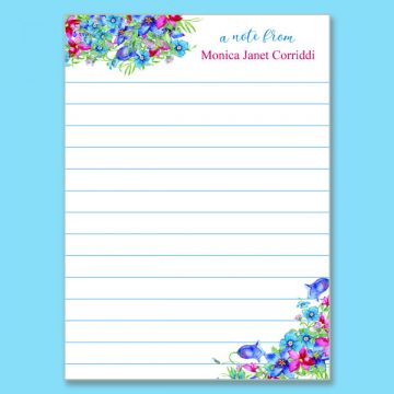 Blue Pink Wildflowers Single Pad Lines