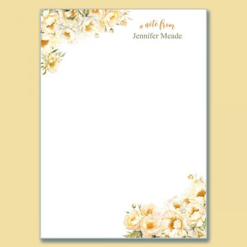 Cream Gold Peony Single Pad – No Lines