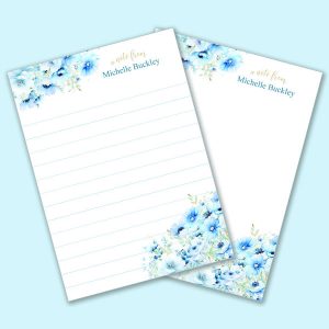 Light Blue Flower Notepads (Set of 2)