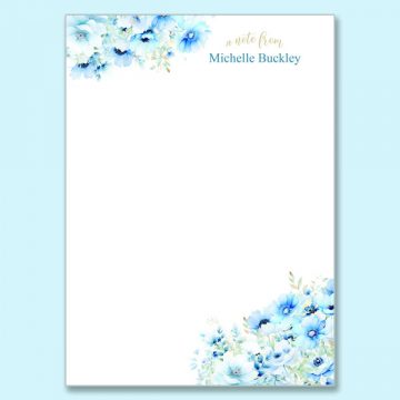 Light Blue Flowers Single Pad – No Lines